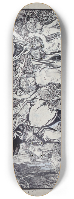 Johannes Josephus Aarts - The month of september, personified by two adults and three children, coming from the forest with provisions 8.25 inch art skate deck