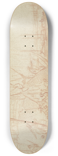 Johannes Lingelbach - Sdliche Hafenszene, am Ufer rechts werden Gter verpackt und auf einen Esel geladen 8.25 inch art skate deck