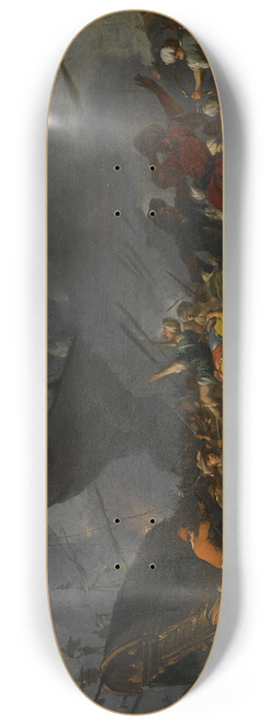 Johannes Lingelbach - The Battle of Lepanto, 1571,with crowded boats and men struggling to shore in the foreground 8.25 inch art skate deck
