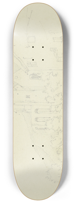 Johann Friedrich Hoff - Neustadt am Main mit der Ruine der ehemaligen Benediktinerabteikirche nach dem Brand im selben Jahr 8.25 inch art skate deck