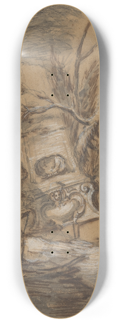 Johann George Bhm - Capriccio with Antique Ruins 8.25 inch art skate deck