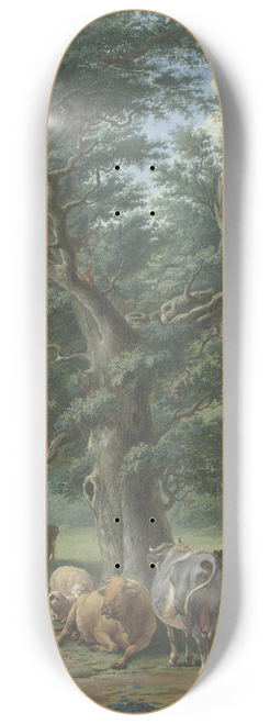 Johann Georg Pforr - Unter einen groen Eiche ruht Vieh, in der Ferne ein Reh, links bringt eine Frau dem Hirten das Essen 8.25 inch art skate deck
