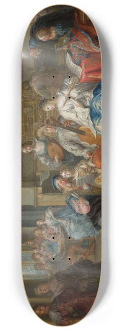 Johann Georg Platzer - Interior with a concert and card players 8.25 inch art skate deck