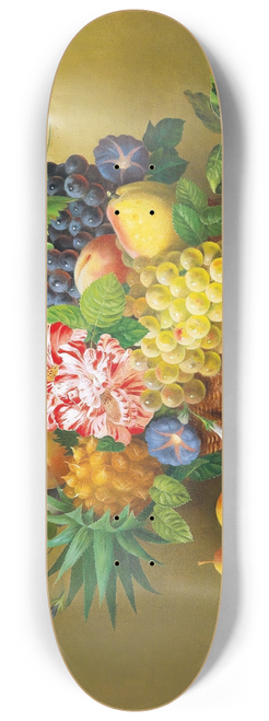 Johann Georg Seitz - Stillleben mit Frchtekorb und einem Teller mit Birnen 8.25 inch art skate deck
