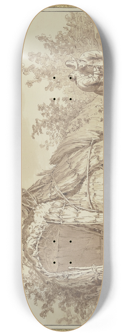 Johann Georg Wille - Old couple in front of straw hut 8.25 inch art skate deck