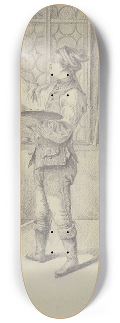 Johann Ludwig Ernst Morgenstern - Junger Maler, ein Rollbild (Tapete) malend, bei Kerzenlicht 8.25 inch art skate deck
