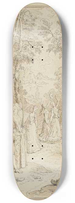 Johann Nepomuk Rauch - Studienblatt; Russische Bauern und Buerinnen bei der Heuernte 8.25 inch art skate deck