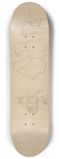 Johann Wilhelm Schirmer - Mnner und Frauen (Scheveningen), fol. 23 8.25 inch art skate deck