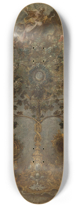 Johann Wolfgang Baumgartner - Design For A Monstrance With Grape Vines, God The Father And Other Figures 8.25 inch art skate deck