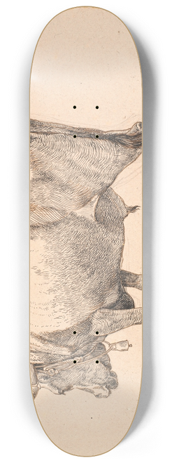 Johan Thomas Lundbye - Romersk tyr med klokke om halsen, set skrt bagfra 8.25 inch art skate deck