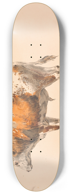 Johan Thomas Lundbye - Stende rdbroget tyr, vendt mod venstre, set skrt bag-fra 8.25 inch art skate deck