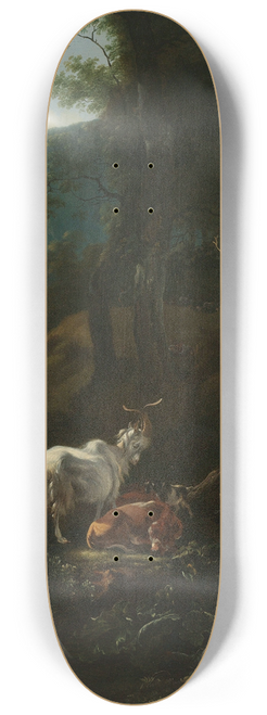 Adam Pynacker - A Sherpherdess with Animals in a Mountainous Landscape 8.25 inch art skate deck