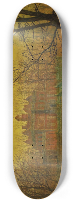 John Atkinson Grimshaw - A Moated Yorkshire Home 8.25 inch art skate deck