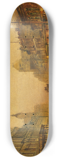 John Atkinson Grimshaw - Swanston Street, Melbourne 8.25 inch art skate deck
