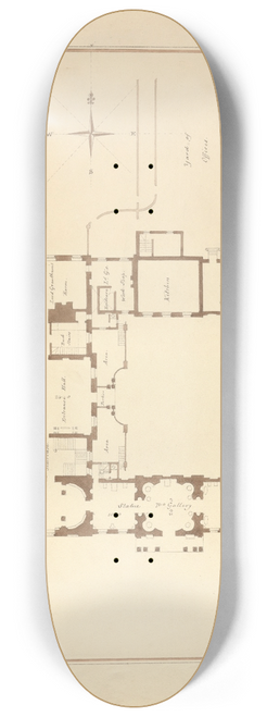 John Buckler - Ground Plan of Newby Hall, Yorkshire: the Seat of the Right Honble Lord Grantham 8.25 inch art skate deck