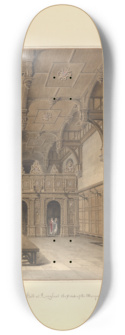 John Buckler - Interior View of the hall at Longleat: the Seat of the Marquis of Bath 8.25 inch art skate deck