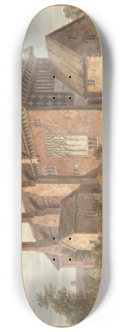 John Buckler - South East View of Samlesbury Hall, Lancashire 8.25 inch art skate deck