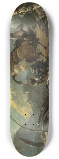 Adam Pynacker - Italianate Landscape With A Donkey And A Rearing Horse Crossing A Collapsing Bridge 8.25 inch art skate deck