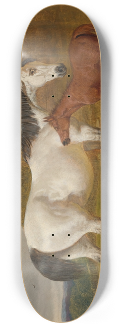John Frederick Herring Snr. - A mare and foal beside a field shelter 8.25 inch art skate deck