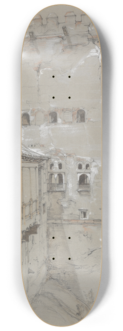 John Frederick Lewis - The Torre de Comares, Alhambra 8.25 inch art skate deck