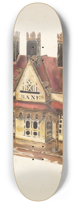 John Hall - Painted Tin Toy Bank 8.25 inch art skate deck
