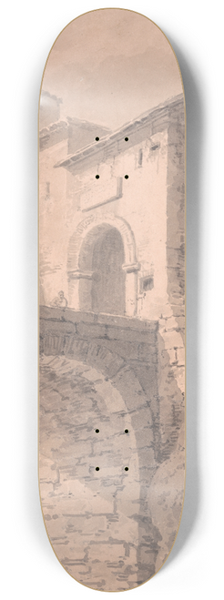 John Henderson - Gateway to a Castle: approached by a bridge 8.25 inch art skate deck