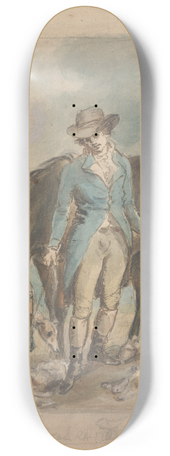 John Hoppner - A Young Man with a Horse, with Studies of Hounds and Dead Hare 8.25 inch art skate deck