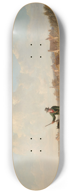 John James Chalon - A mounted gamekeeper questions the cattle herders on their being found with a sporting dog 8.25 inch art skate deck