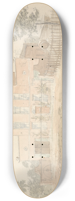 John Preston Neale - House with Weathercock 8.25 inch art skate deck