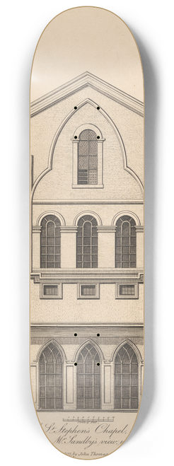 John Thomas Smith - Geometrical View of St. Stephens Chapel, as it appeared before the alterations in 1806 and after Mr. Sandbys view, which was taken about 1755 8.25 inch art skate deck