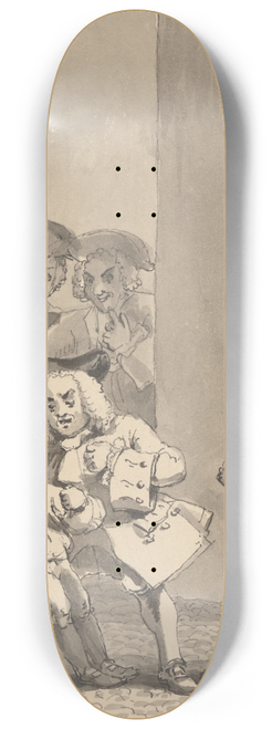 John Thomas Smith - Hogarth Having Been Followed by Barry and a Friend was Caught Backing a Boy to Fight Purposely to Catch His Fearful Countenance 8.25 inch art skate deck