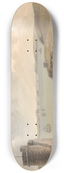 John Warwick Smith - View from the Vidette Near Hakin on Signal Hill, Looking Beyond Nangle Point and Thorn Island, Pembrokeshire 8.25 inch art skate deck