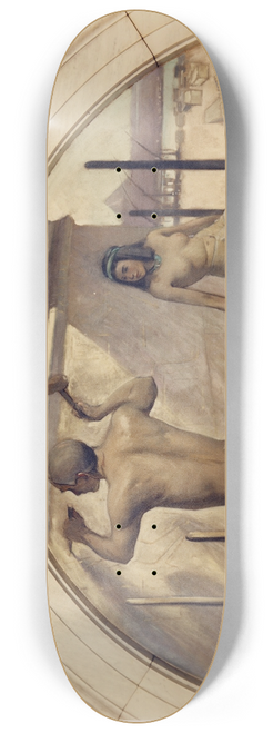John White Alexander - Egyptian hieroglyphics mural in Evolution of the Book series 8.25 inch art skate deck