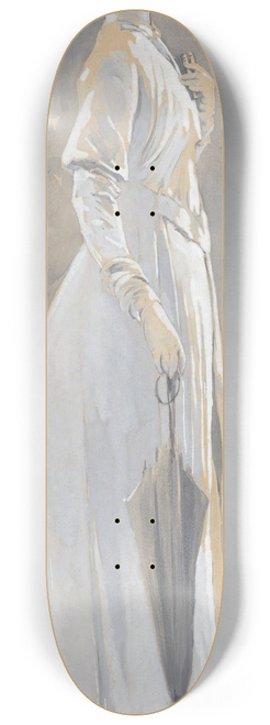 John White Alexander - Young woman in white; Miss Cynthia  Illustration for The House withCross 8.25 inch art skate deck