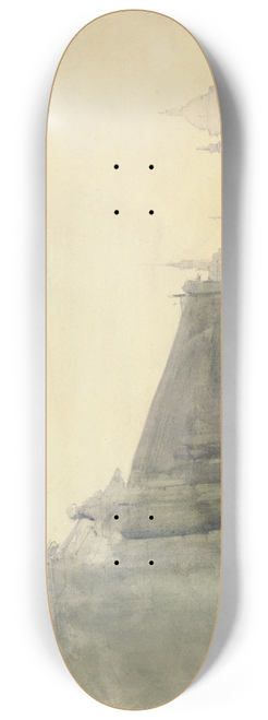 John William Inchbold - The Thames, Early Morning, Towards St. Pauls 8.25 inch art skate deck