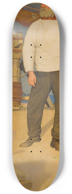 Joseph Edward Southall - Fisherman Carrying a Sail 8.25 inch art skate deck