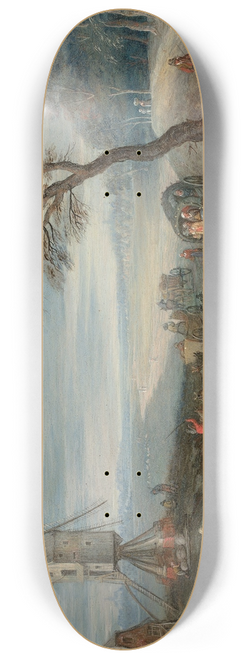 Joseph van Bredael - Le dpart pour le march, prs dun moulin 8.25 inch art skate deck