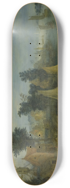 Joseph van Bredael - Village on the Bank of a River 8.25 inch art skate deck