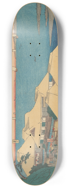 And Hiroshige - Kanagawa Yedo; House on River 8.25 inch art skate deck