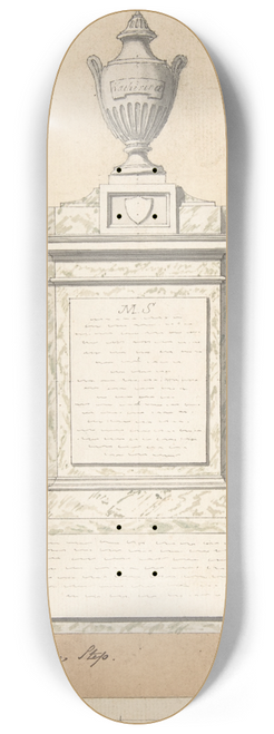 Joseph Wilton - Design for a Monument to the Three Wives of the First Earl of Guilford, at Wroxton, Oxfordshire 8.25 inch art skate deck