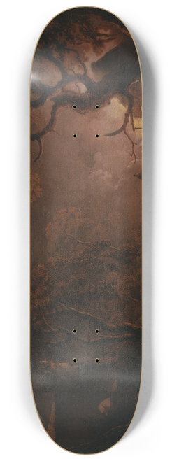 Joseph Wright of Derby - Cottage on fire at night 8.25 inch art skate deck