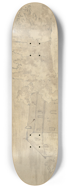 Joseph Wright of Derby - Landscape with Villa Surrounded by Trees 8.25 inch art skate deck