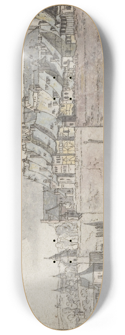 Josua de Grave - View of the Walls of Maastricht with the Onze-Lieve-Vrouwekerk in the Background 8.25 inch art skate deck