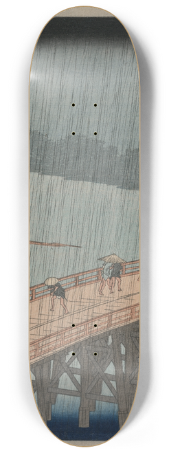 And Hiroshige - Sudden Shower over Shin-hashi Bridge and Atake, from the series One Hundred Famous Views of Edo 8.25 inch art skate deck