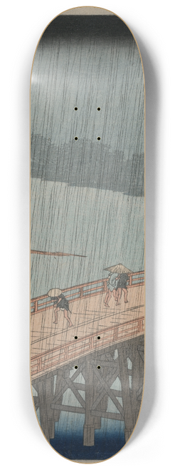 And Hiroshige - Sudden Shower over Shin-hashi Bridge and Atake, from the series One Hundred Famous Views of Edo 8.25 inch art skate deck