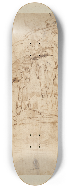 Juan del Castillo - Kneeling Male Nude, with His Head and Shoulders Leaning Back 8.25 inch art skate deck