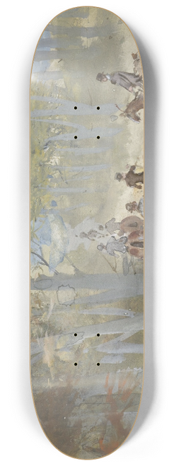 Jules Baron Finot - Boslandschap met ruiters 8.25 inch art skate deck