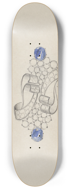 Jules Chadel - Ontwerp voor een broche met saffieren 8.25 inch art skate deck