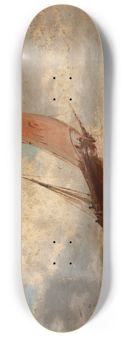 Jules Coignet - View of the Sea  Boat at the Sea 8.25 inch art skate deck