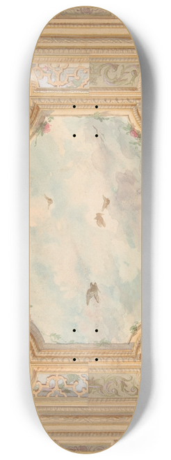Jules-Edmond-Charles Lachaise - Design for a ceiling with four medallions and sky motif in center 8.25 inch art skate deck